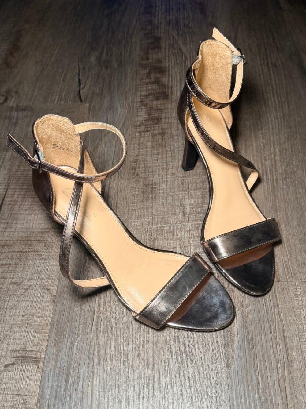Metallic Gold Ankle Strap Heels Dress Sandals Open Toe Wedding Party Dunion 8.5